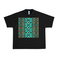 Black Aztec Turquoise Pattern Urban Heavy Tee - CowCowDesign