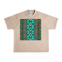 French Oak Aztec Turquoise Pattern Urban Heavy Tee - CowCowDesign