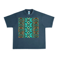 Midnight Navy Aztec Turquoise Pattern Urban Heavy Tee - CowCowDesign