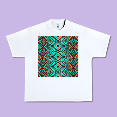 Aztec Turquoise Pattern Urban Heavy Tee Designed By Cowcowdesign