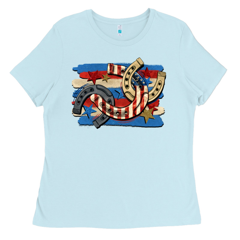 4th Of July Horseshoe Ladies Tee by CowGirlArtShop | Teevron