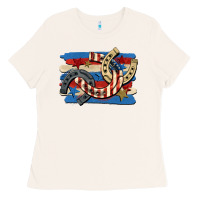 Bone 4th of july horseshoe Ladies Tee - CowGirlArtShop