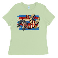 Matcha 4th of july horseshoe Ladies Tee - CowGirlArtShop
