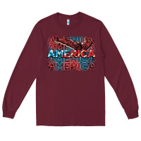 Burgundy America america america america 4th of july Long Sleeve Tee - FaDigitalArtStudio