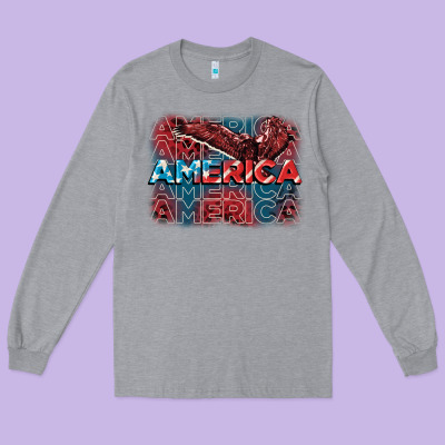 America America America America 4th Of July Long Sleeve Tee Designed By Fadigitalartstudio