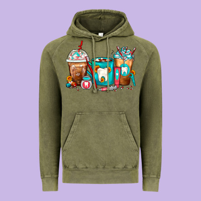 Dentist Coffee Cups Vintage Hoodie Designed By Fadigitalartstudio