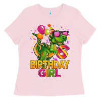 Bubblegum Pink 6th birthday girl t rex pink Ladies Tee - CowGirlArtShop