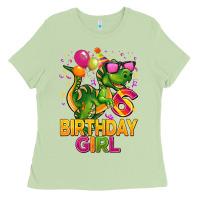 Matcha 6th birthday girl t rex pink Ladies Tee - CowGirlArtShop