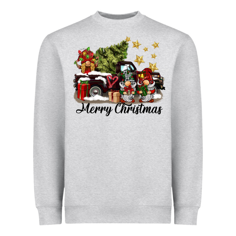 Merry Christmas Gnomes Truck Heavyweight Sweatshirt by BarkalooDesign | Teevron