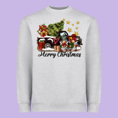 Merry Christmas Gnomes Truck Heavyweight Sweatshirt Designed By Barkaloodesign