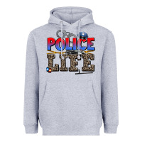 Heather Grey police life Heavyweight Hoodie - AdoDesignShop