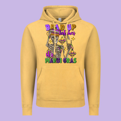 Bead Up Bitches It's Mardi Gras Skeleton Vintage Hoodie Designed By Fadigitalartstudio