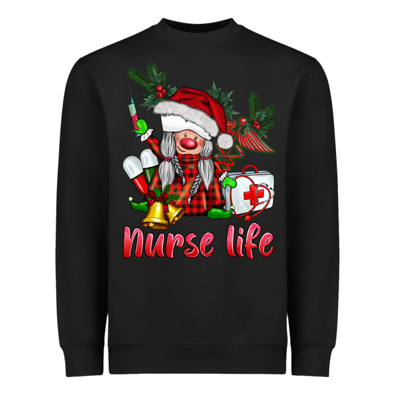 Christmas Nurse Life Gnome Heavyweight Sweatshirt by BarkalooDesign | Teevron