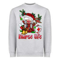 Heather Grey christmas nurse life gnome Heavyweight Sweatshirt - BarkalooDesign