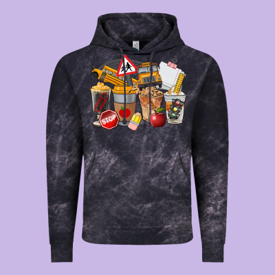 School Bus Coffee Cups Vintage Hoodie Designed By Fadigitalartstudio