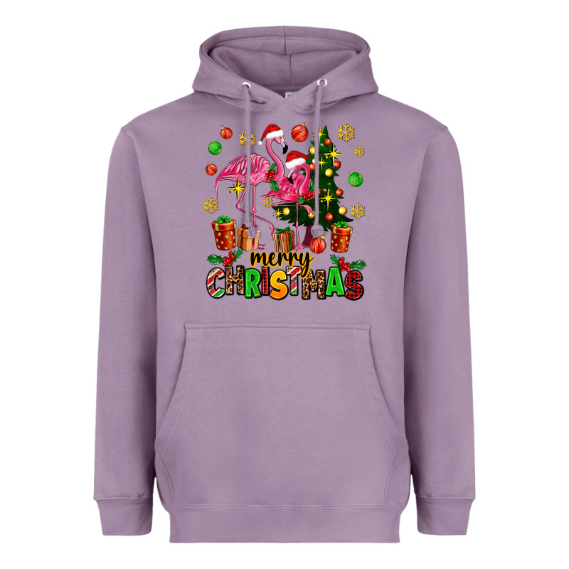 Flamingo Merry Christmas Heavyweight Hoodie by AdoDesignShop | Teevron