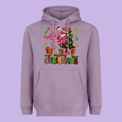 Flamingo Merry Christmas Heavyweight Hoodie Designed By Adodesignshop