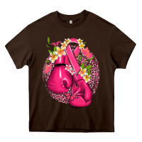 Chocolate Brown cancer boxing gloves with ribbon Heavy Core Tee - NancyCooperArtShop