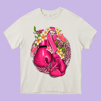Cancer Boxing Gloves With Ribbon Heavy Core Tee Designed By Nancycooperartshop