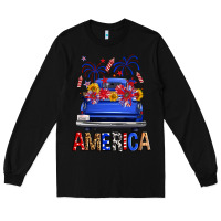 Black Western Fourth Of July America Truck Long Sleeve Tee - FaDigitalArtStudio