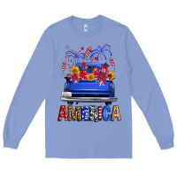Colony Blue Western Fourth Of July America Truck Long Sleeve Tee - FaDigitalArtStudio