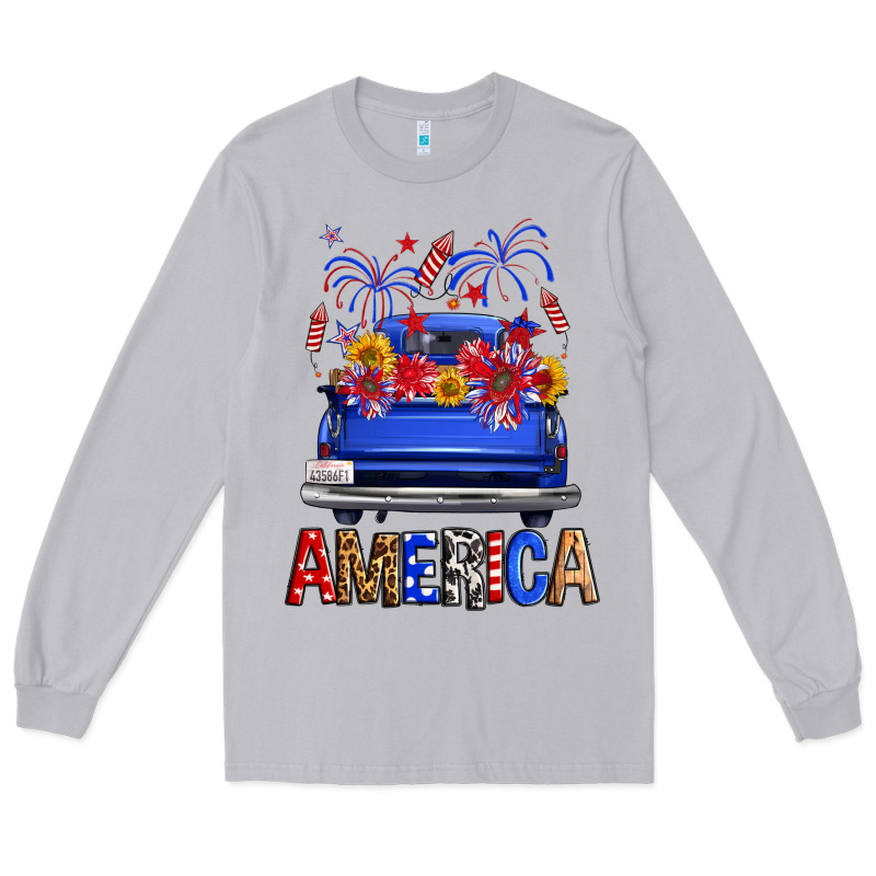 Western Fourth Of July America Truck Long Sleeve Tee by FaDigitalArtStudio | Teevron