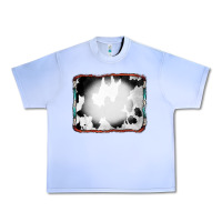 Grape Ice Cowhide Background with Bleach Serape Frame Urban Heavy Tee - CowCowDesign