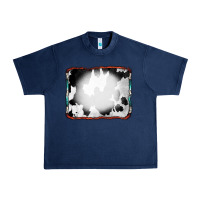 Navy Cowhide Background with Bleach Serape Frame Urban Heavy Tee - CowCowDesign