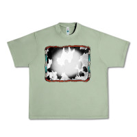 Oil Green Cowhide Background with Bleach Serape Frame Urban Heavy Tee - CowCowDesign