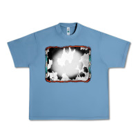 Pebble Blue Cowhide Background with Bleach Serape Frame Urban Heavy Tee - CowCowDesign
