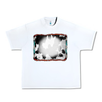 White Cowhide Background with Bleach Serape Frame Urban Heavy Tee - CowCowDesign