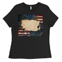 Black American flag add your text Ladies Tee - CowGirlArtShop