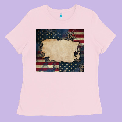 American Flag Add Your Text Ladies Tee Designed By Cowgirlartshop