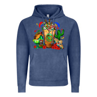 Vintage Denim Mexican Cold Drink With Cactus Sombrero And Tequil Vintage Hoodie - FaDigitalArtStudio