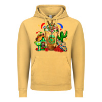 Vintage Mustard Mexican Cold Drink With Cactus Sombrero And Tequil Vintage Hoodie - FaDigitalArtStudio
