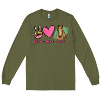 Army Green peace love horses Long Sleeve Tee - RanaPortraitStore