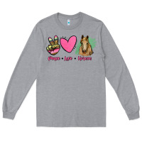 Heather Grey peace love horses Long Sleeve Tee - RanaPortraitStore