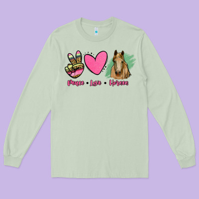 Peace Love Horses Long Sleeve Tee Designed By Ranaportraitstore