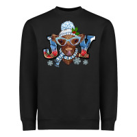 Black Christmas snow cow joy Heavyweight Sweatshirt - BarkalooDesign