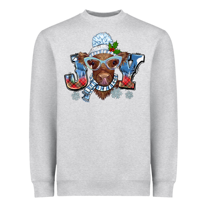 Christmas Snow Cow Joy Heavyweight Sweatshirt by BarkalooDesign | Teevron