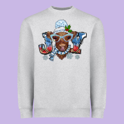 Christmas Snow Cow Joy Heavyweight Sweatshirt Designed By Barkaloodesign