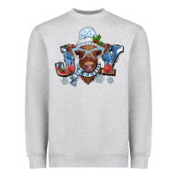 Heather Grey Christmas snow cow joy Heavyweight Sweatshirt - BarkalooDesign