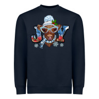 Navy Christmas snow cow joy Heavyweight Sweatshirt - BarkalooDesign