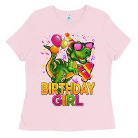 Bubblegum Pink 4th birthday girl t rex pink Ladies Tee - CowGirlArtShop