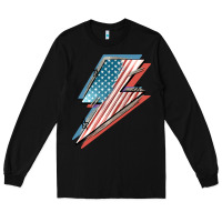 Black American flag lightning bolt 4th of july Long Sleeve Tee - FaDigitalArtStudio