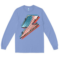 Colony Blue American flag lightning bolt 4th of july Long Sleeve Tee - FaDigitalArtStudio
