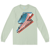 Matcha American flag lightning bolt 4th of july Long Sleeve Tee - FaDigitalArtStudio