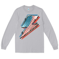 Moon Dust American flag lightning bolt 4th of july Long Sleeve Tee - FaDigitalArtStudio