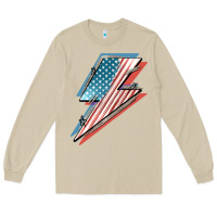 Mushroom American flag lightning bolt 4th of july Long Sleeve Tee - FaDigitalArtStudio