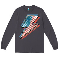 Smoke American flag lightning bolt 4th of july Long Sleeve Tee - FaDigitalArtStudio